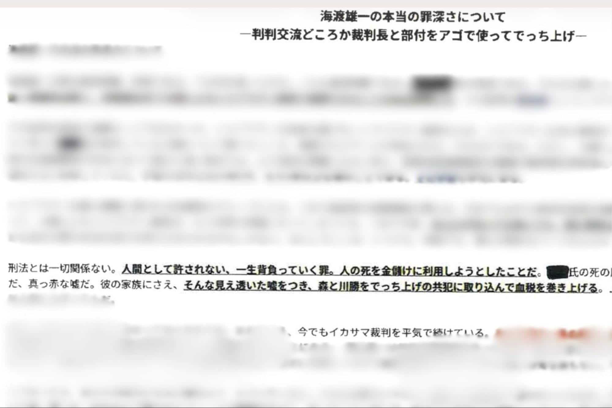 矯正医官の医師が代理人弁護士について書いた文章（原告提供。編集部で画像の一部を加工しています）
